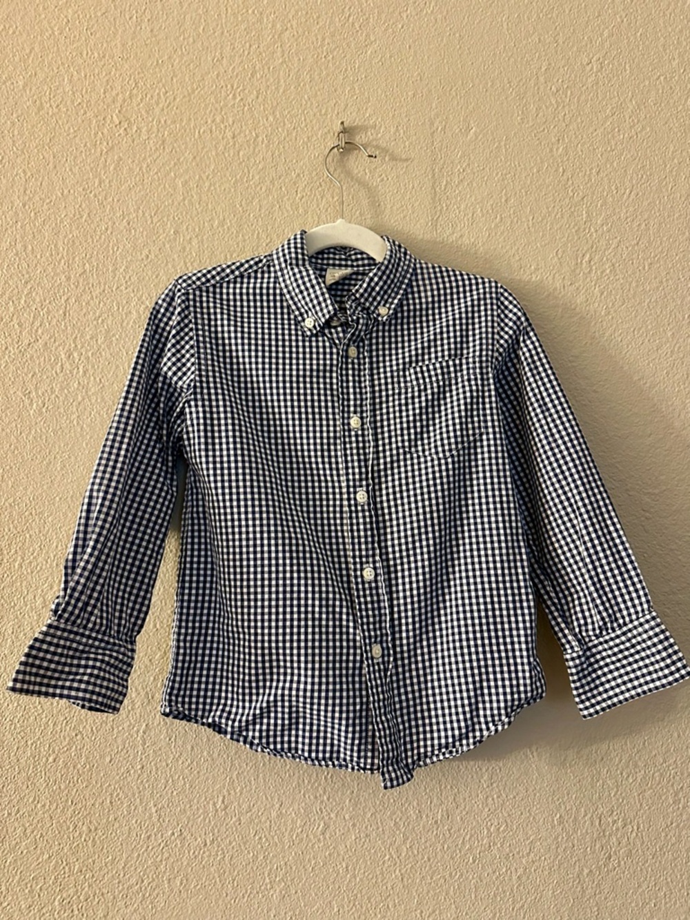 Crewcuts Navy & White Gingham Button-Down Shirt Size 4-5